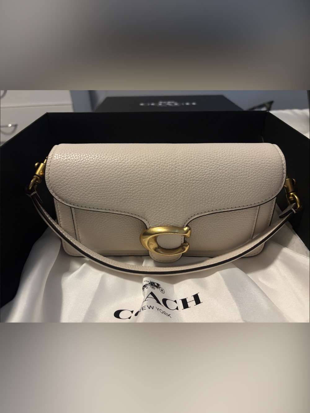 Coach Tabby with gold hardware/ gold chain extender/ cross body strap and wallet